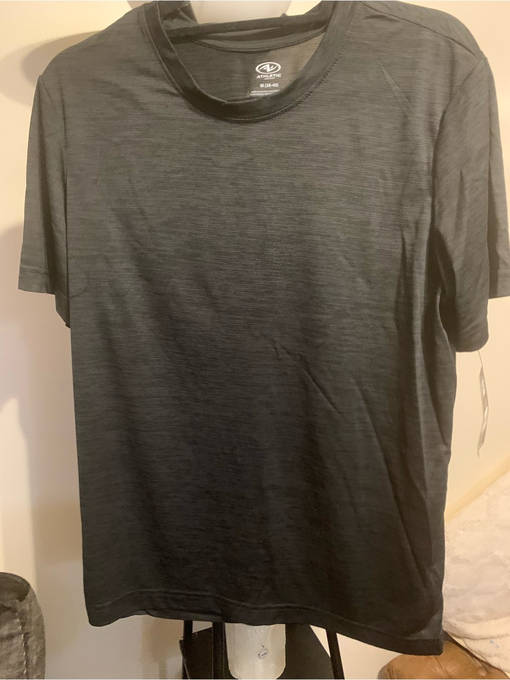Athletic Works Black Heather Performance Short Sleeve Tee